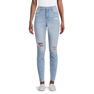No Boundaries Light Wash Destructed Curvy Slim Jeans